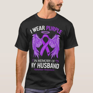 I Wear Purple In Memory Of My Husband Alzheimer Aw T-Shirt