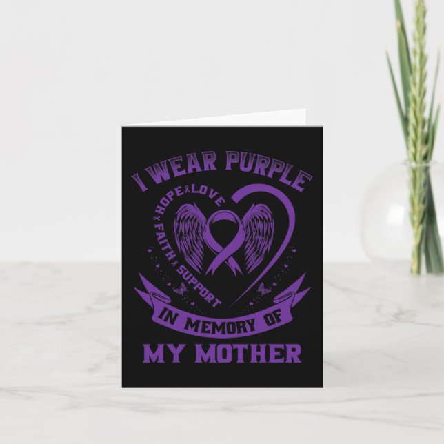 I Wear Purple In Memory Of My Mother Mom Epilepsy  Card (Front)