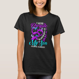 I Wear Purple In Memory Of My Son Overdose Awarene T-Shirt