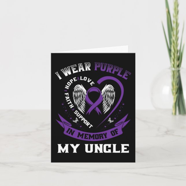 I Wear Purple In Memory Of Uncle Epilepsy Awarenes Card (Front)