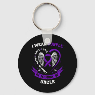 I Wear Purple In Memory Of Uncle Pancreatic Cancer Keychain