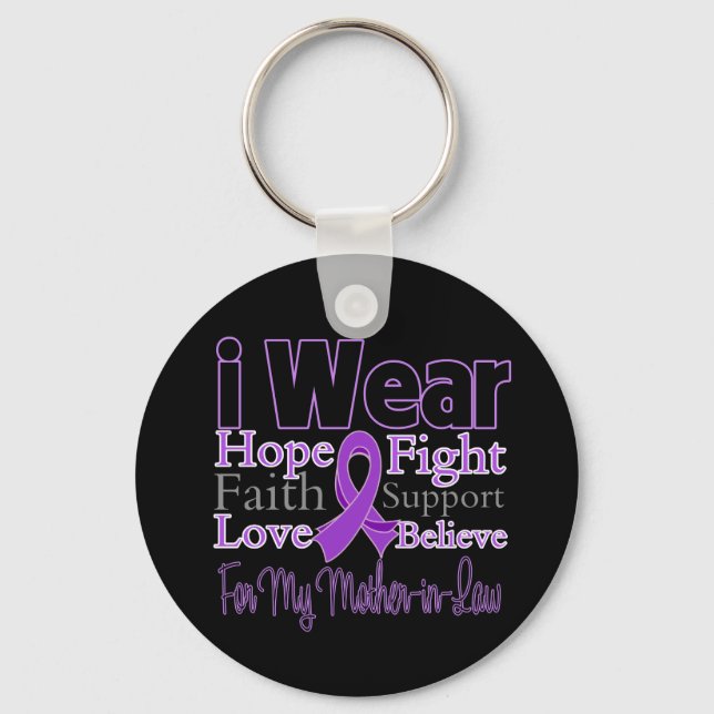 I Wear Purple Mother-in-Law - Pancreatic Cancer Keychain (Front)