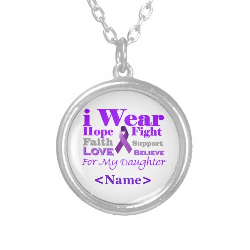 I Wear Purple _ My Daughter Has Epilepsy Silver Plated Necklace