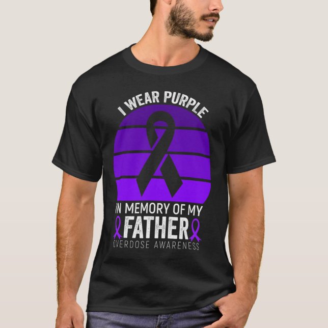 I Wear Purple Overdose Awareness Purple Ribbon Fat T-Shirt (Front)