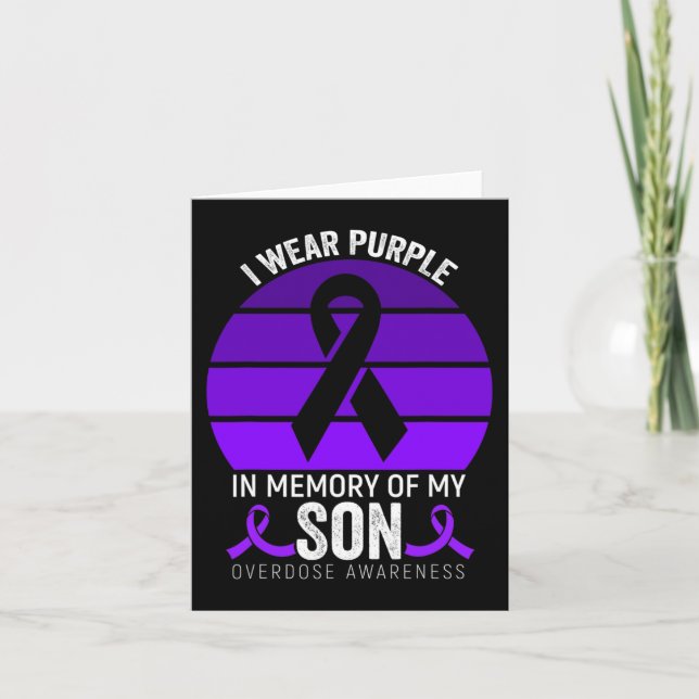 I Wear Purple Overdose Awareness Purple Ribbon Unc Card (Front)
