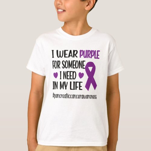 I Wear Purple Pancreatic Cancer Awareness Warrior T_Shirt