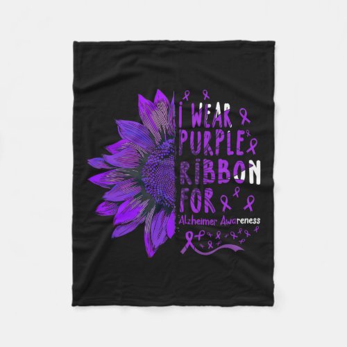 I Wear Purple Ribbon For Alzheimerheimer Awareness Fleece Blanket