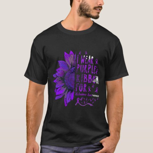 I Wear Purple Ribbon For Alzheimerheimer Awareness T_Shirt