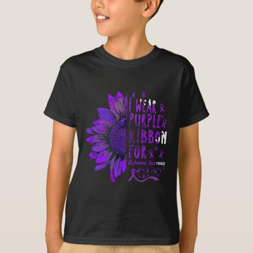 I Wear Purple Ribbon For Alzheimerheimer Awareness T_Shirt