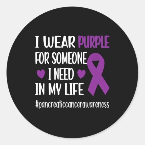 I Wear Purple Ribbon Pancreatic Cancer Warrior Fig Classic Round Sticker