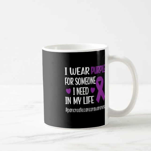 I Wear Purple Ribbon Pancreatic Cancer Warrior Fig Coffee Mug (Right)