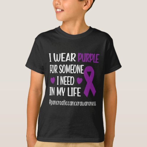 I Wear Purple Ribbon Pancreatic Cancer Warrior Fig T_Shirt