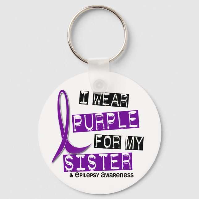 I Wear Purple Sister Epilepsy Keychain (Front)