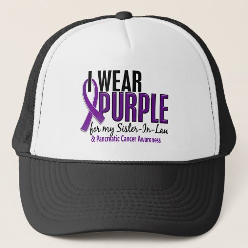 I Wear Purple Sister_In_Law 10 Pancreatic Cancer Trucker Hat