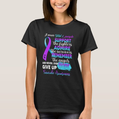 I Wear Purple  Teal Ribbon Suicide Prevention Awa T_Shirt