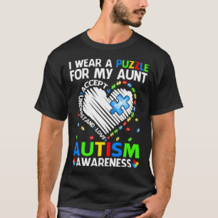 I Wear Puzzle For My Aunt Autism Awareness T-Shirt