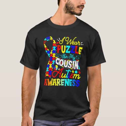 I Wear Puzzle For My Cute Cousin Autism Awareness T-Shirt