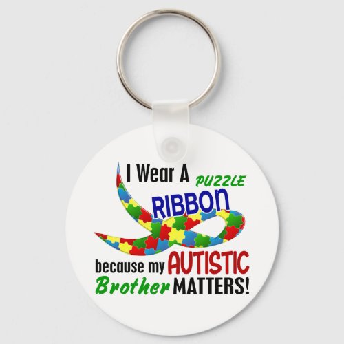 I Wear Puzzle Ribbon For My Brother 33 AUTISM Keychain