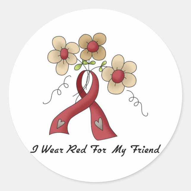 I Wear Red For A Friend Classic Round Sticker (Front)