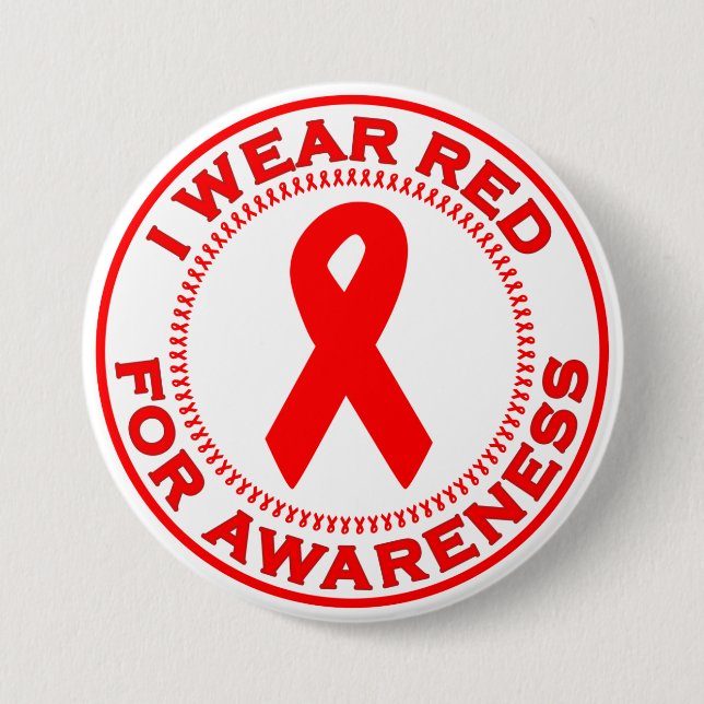I Wear Red For Awareness Button (Front)