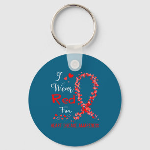 I Wear Red For Heart Disease Awareness  Keychain