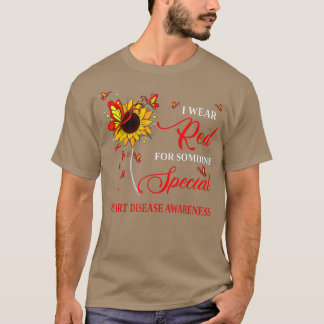 I Wear Red For Heart Disease Awareness Sunflower T T-Shirt