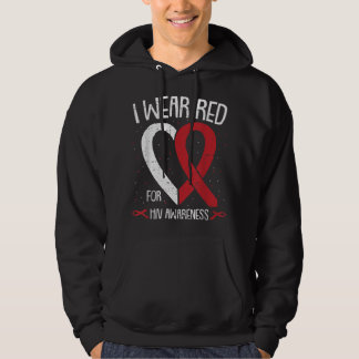 I Wear Red For HIV Awareness Aids Positive POZ  Hoodie