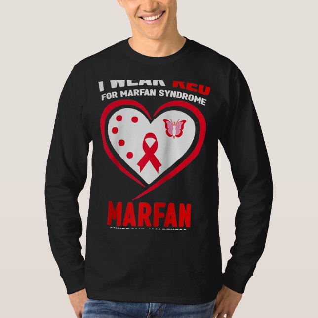 I Wear Red for Marfan syndrome Awareness Raglan T-Shirt (Front)
