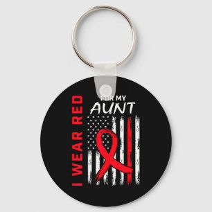 I Wear Red For My Aunt Heart Disease Awareness Fla Keychain