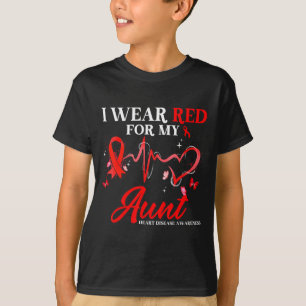 I Wear Red For My Aunt Heart Disease Awareness Rib T-Shirt