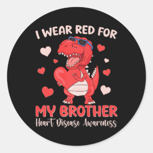 I Wear Red For My Brother Heart Disease Awareness Classic Round Sticker