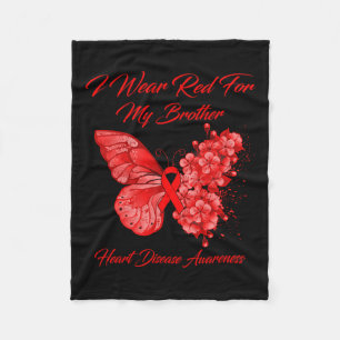 I Wear Red For My Brother Heart Disease Awareness Fleece Blanket