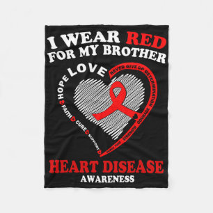 I Wear Red For My Brother Heart Disease Awareness Fleece Blanket