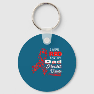 I Wear Red For My Dad Heart Disease Awareness Shir Keychain