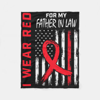 I Wear Red For My Father In Law Heart Disease Awar Fleece Blanket