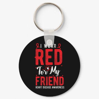 I Wear Red For My Friend Heart Disease Awareness M Keychain