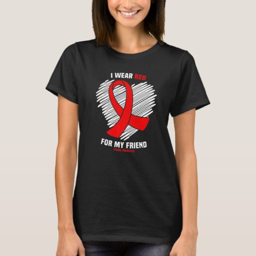 I Wear Red For My Friend Stroke Awareness T_Shirt