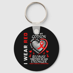I Wear Red For My Godson Heart Disease Awareness R Keychain