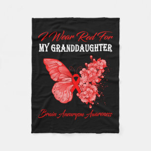 I Wear Red For My Granddaughter Brain Aneurysm Fleece Blanket