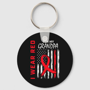 I Wear Red For My Grandpa Heart Disease Awareness Keychain