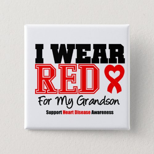 I Wear Red For My Grandson Pinback Button