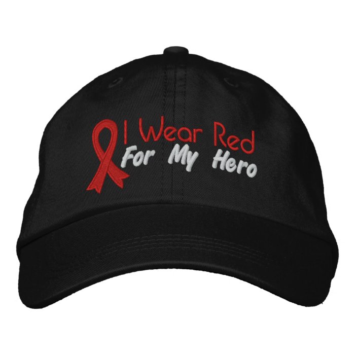 I Wear Red For My Hero   Heart Disease Embroidered Hat