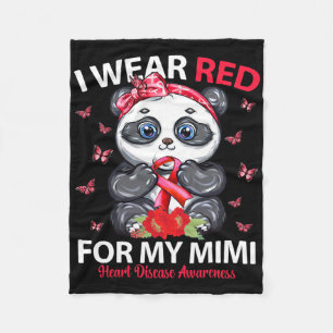 I Wear Red For My Mimi Heart Disease Awareness Pan Fleece Blanket