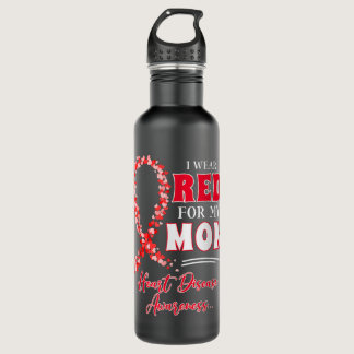 I Wear Red For My Mom Heart Disease Awareness Wome Stainless Steel Water Bottle
