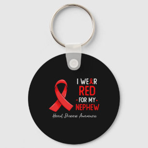 I Wear Red For My Nephew Heart Disease Awareness Keychain