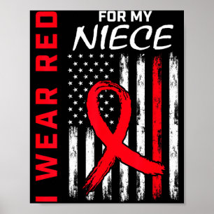 I Wear Red For My Niece Heart Disease Awareness Fl Poster