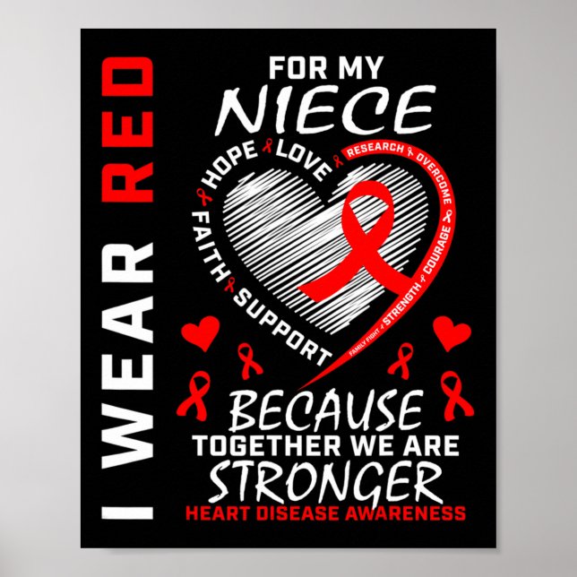 I Wear Red For My Niece Heart Disease Awareness Ri Poster (Front)