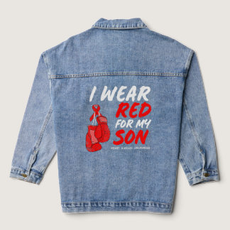 I Wear Red For My Son Heart Disease Awareness Mont Denim Jacket