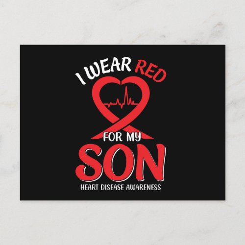 I Wear Red For My Son Heart Disease Awareness Postcard