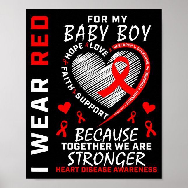 I Wear Red For My Son Heart Disease Awareness Prod Poster (Front)